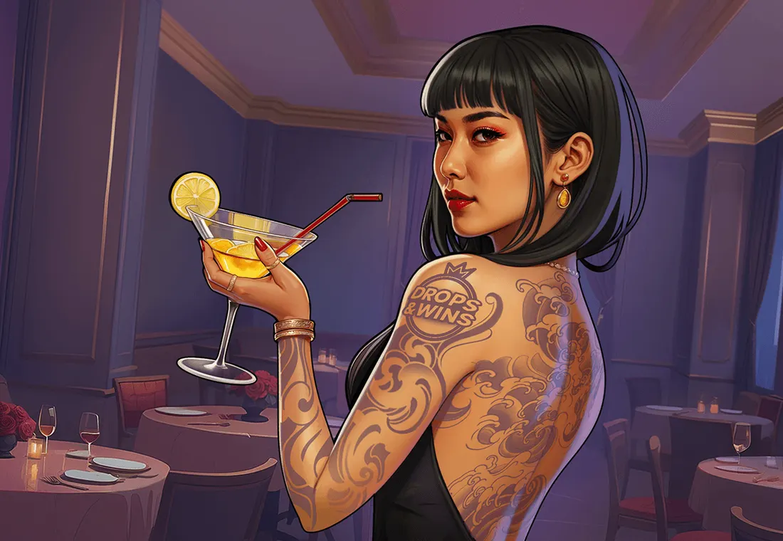 Mafia Casino mobile Nutzung Illustrierte Figur in einer abendlichen Lounge