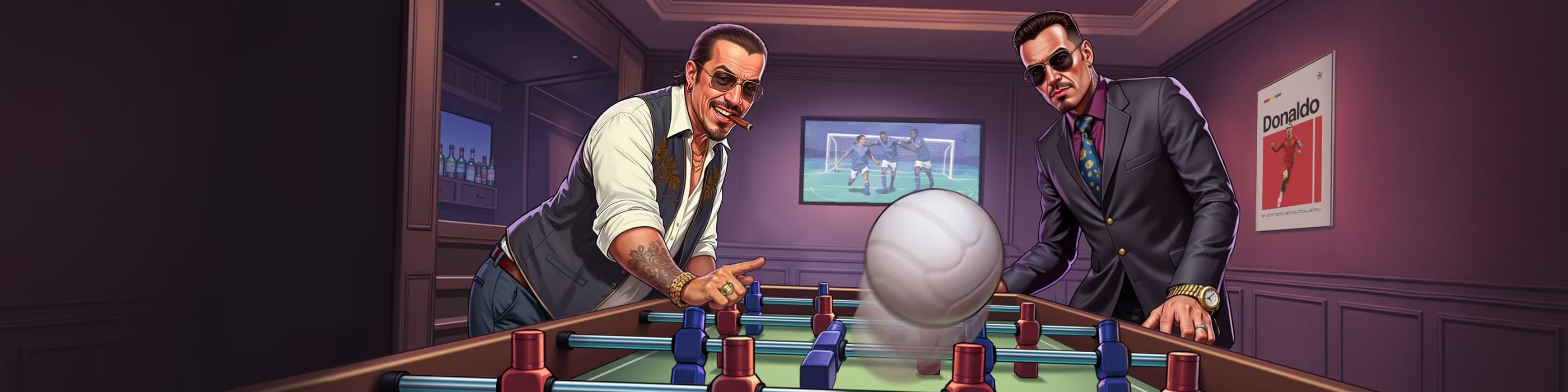 Mafia Casino Turniere Mafia Casino Figuren an einem Spieltisch als Turnier-Illustration